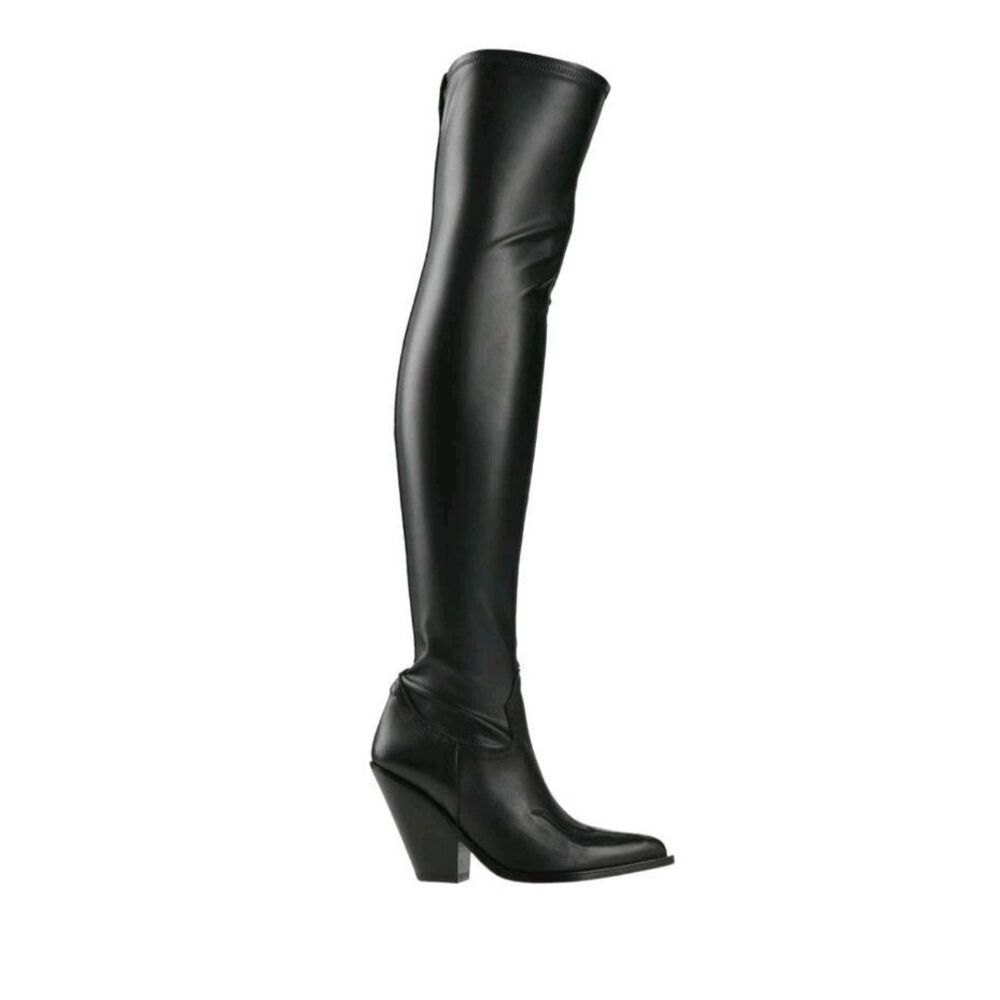 $997 NWOB SONORA TEXAN OVER THE KNEE Black Leather COWBOY BOOTS WOMEN Size 40 9